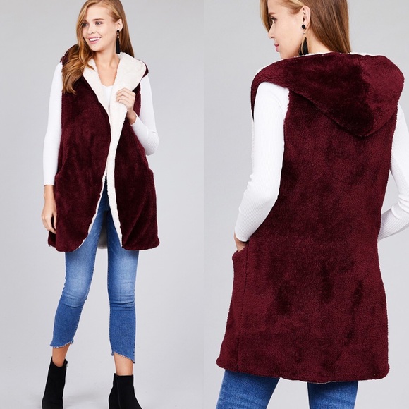 1-Day Deal! 🎉 LAST ONE! Fuzzy Hooded Vest - Picture 8 of 8